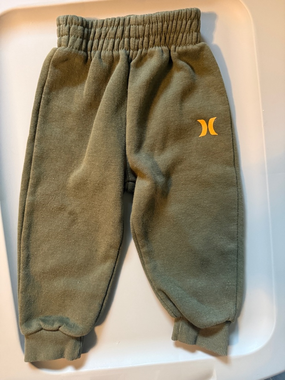 Hurley Olive Green Kids Joggers with Yellow Logo